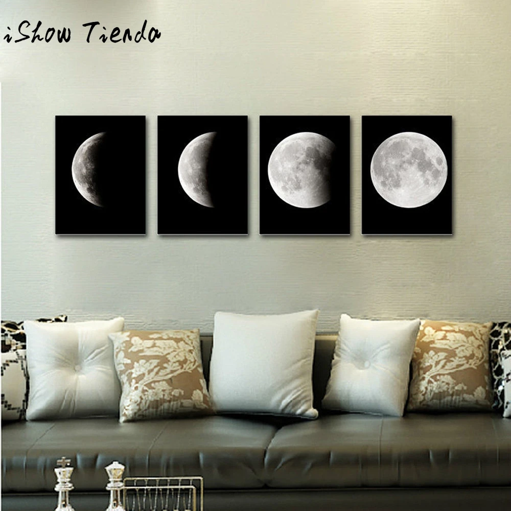 Moon Mural Modern Art Print on Canvas Home Wall Decor Poster Abstract