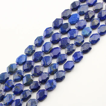 

Full strand Natural Lapis Lazuli Center Drilled Faceted Slab Loose Beads DIY Bracelet,Cut Lapis Stones Slice Spacer Charms