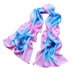 Женские шарфы с цветочным принтом летние мягкие тонкие шифоновые шелковые шарфы женские тонкие пляжные шифоновые шарфы пончо @ ND