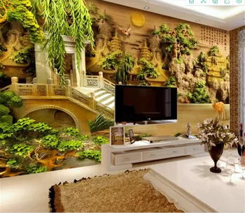 

Custom Any Size 3D Wallpaper Ancient Pavilion Sofa Living Room TV Background Wall Decoration Mural Silk Wallpaper