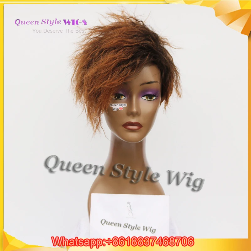 Premium Natural Look Black Root Ombre Burnt Brown Color Wig