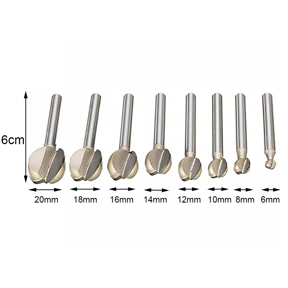 Круглый конец лезвия хвостовика Диаметр работа фрезерная Деревообработка нож гравировка шаровой резец ручные инструменты резьба по корню маршрутизатор бит ЧПУ