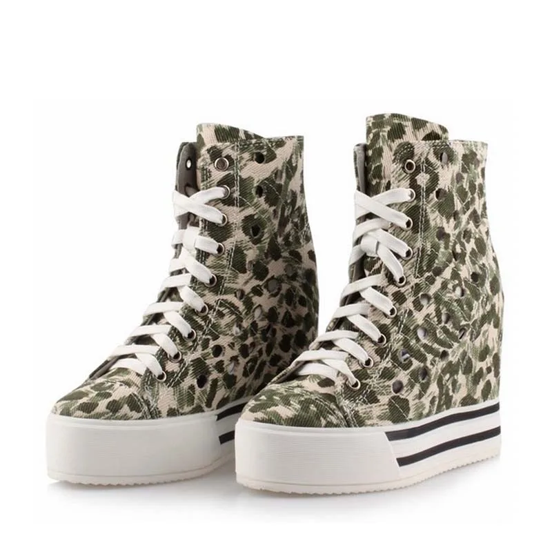 

New women shoes woman canvas denim platform wedge high heels height increasing casual womens zapatillas deportivas zapatos mujer