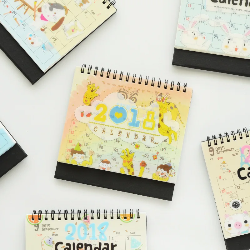 Милые животные кавайный год 2018 настольный календарь школьные офисные