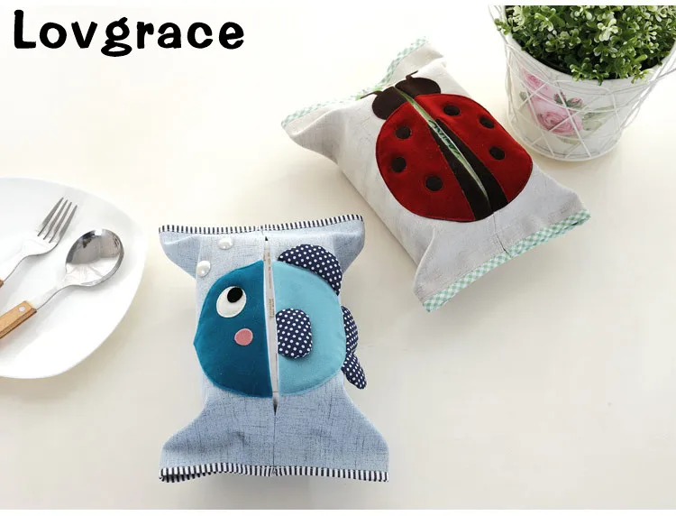 Lovgrace креативная мультяшная хлопковая ткань, коробка для салфеток, держатель для салфеток, контейнер для салфеток, коробка для салфеток, бумажное полотенце
