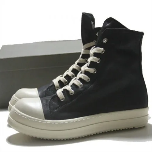 Black White Leather Брендовая мужская парусиновая обувь; роскошные кроссовки; ботильоны; кроссовки на шнуровке; повседневная обувь на молнии с высоким берцем; обувь для влюбленных; черная обувь; большие размеры 46 - Цвет: Black White Leather