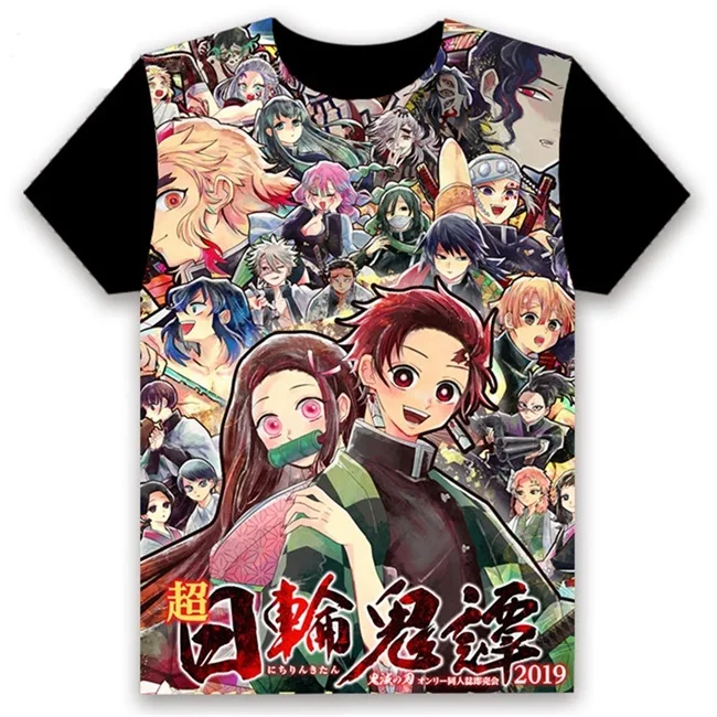 Мужская футболка, аниме, Demon Slayer: Kimetsu no Yaiba Kamado Tanjirou, с принтом, косплей, короткий рукав, унисекс, повседневная черная футболка, топы - Цвет: 16