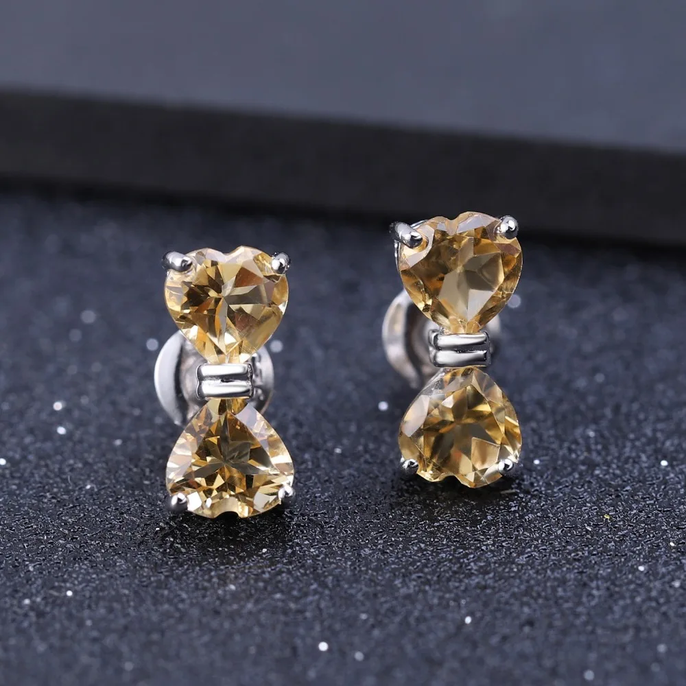 GEM'S BALLET 3.13Ct натуральный цитрин, драгоценный камень серьги чистое серебро 925 пробы лук-серьги-гвоздики с узлами для женщин ювелирный подарок