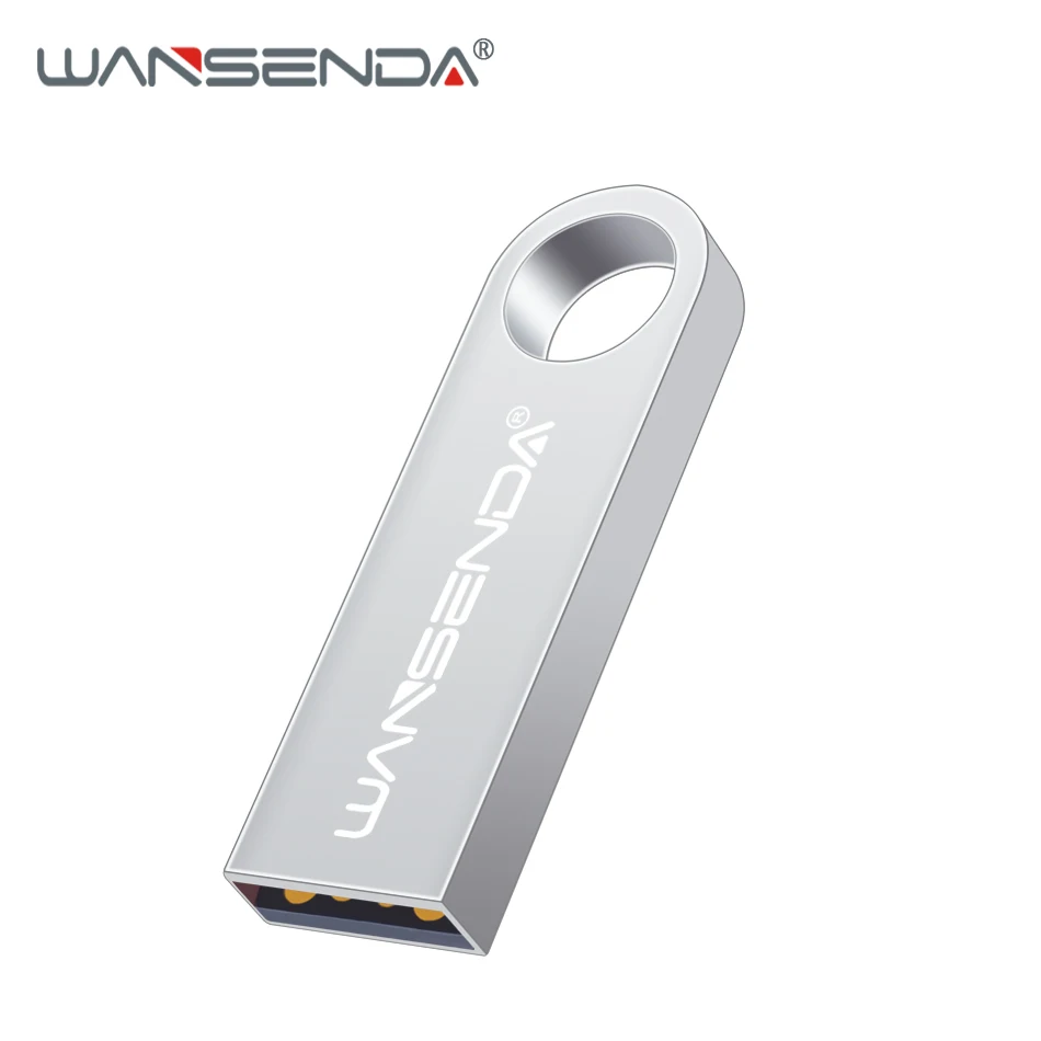 WANSENDA, мини USB флеш-накопитель, металлическая ручка, 64 ГБ, 32 ГБ, 16 ГБ, 8 ГБ, 4 Гб, флешка, водонепроницаемая, USB 2,0, карта памяти, флеш-накопитель - Цвет: Серебристый