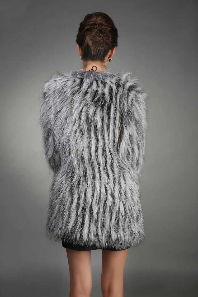 Натуральный Silver Fox Mix Красный лисий мех трикотажные пальто/Настоящее Silver Fox меховой с белым raccon Меховая куртка NO.SU-1522