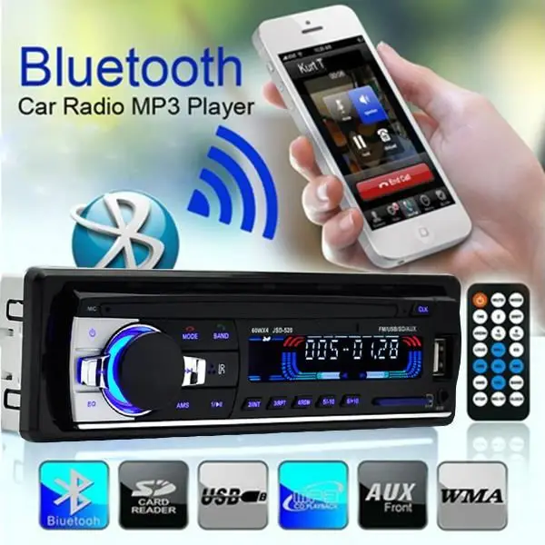 12 V в приборной панели автомобиля Автомобильное стерео радио USB/SD/AUX/FM Bluetooth3.0 головное устройство с разъемом подачи внешнего сигнала AUX Вход Автомобильный MP3-плеер автомобильные аксессуары