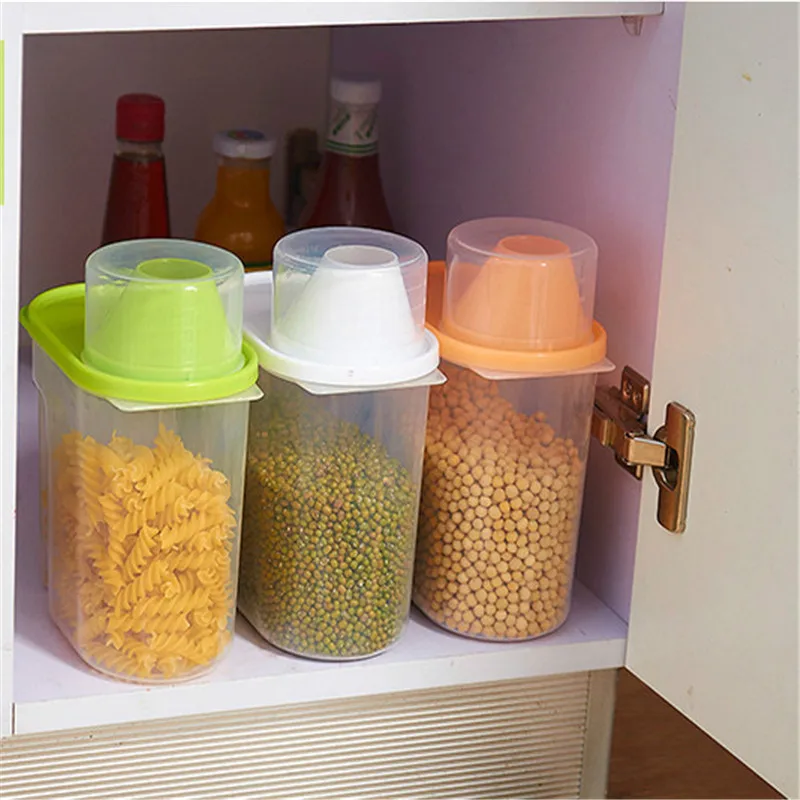 1PC Plastic Food Storage Lattices Sealed Crisper Grains Tank Storage Kitchen Sorting Food Storage Box Container Dropshipping X