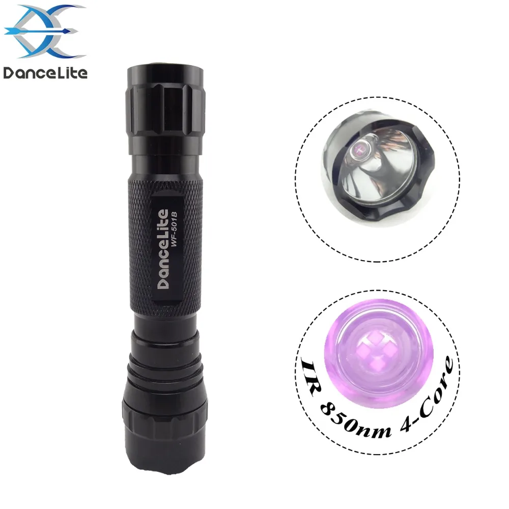 (4) DanceLite WF 501B IR 850 нм 4 Вт ядерный инфракрасный портативный светодиодный фонарик