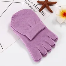 Женские хлопковые однотонные носки с пятью пальцами с пятью носками женские мягкие спортивные носки для йоги в Корейском стиле с толстым носком