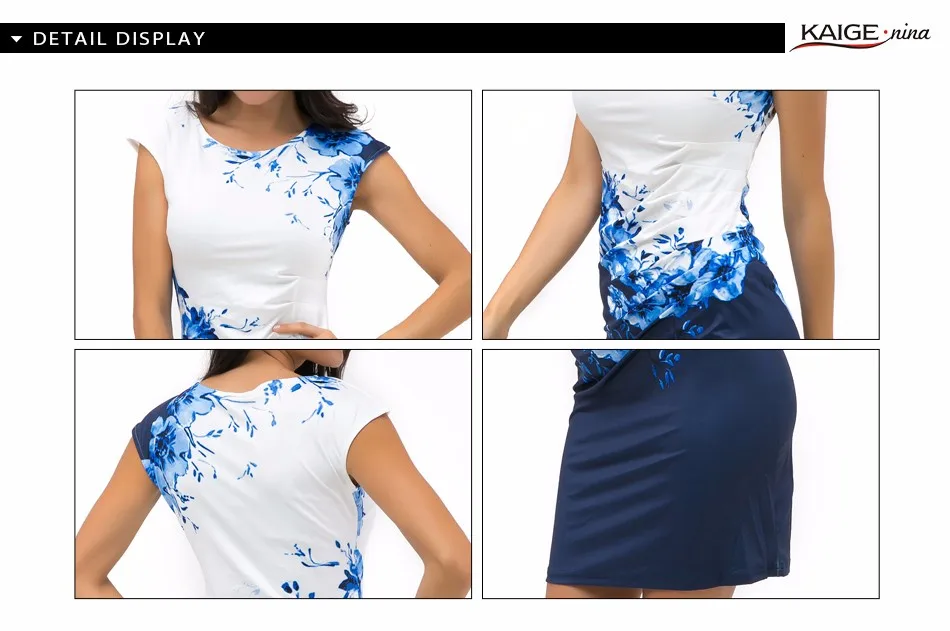 Кайге Нина Летнее платье Женщины bodycon платье плюс размер женская одежда шик элегантный sexy моды о-образным вырезом печати платья 9026