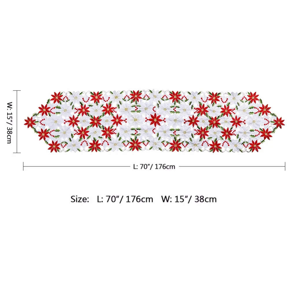 OurWarm 5 шт. цветочный настольный бегун для свадьбы Poinsettias вышитая скатерть День Святого Валентина украшения стола аксессуары