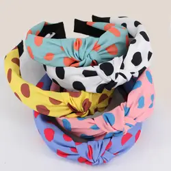 Корейский Винтаж широкий Топ узел Hairbands для Для женщин и модная одежда для девочек украшение для волос сладкий горошек оголовье 12 шт./лот