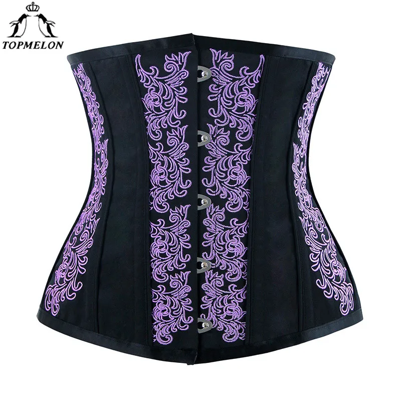 TOPMELON Талия тренер bustier корсет в готическом стиле корсет Для женщин стимпанк моделирования ремень Сталь костной ткани с цветочной пряжкой подгрудный корсет