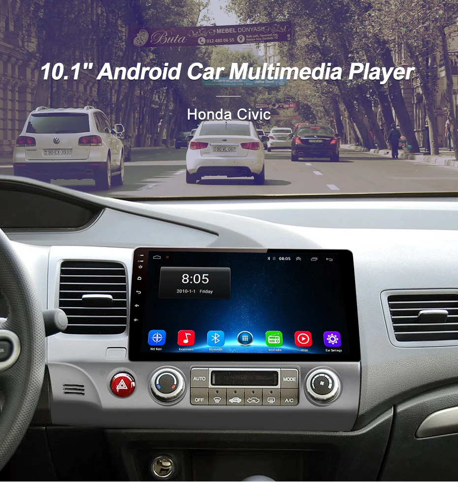 Best AWESAFE 2 din Android 8.1 Car Radio Multimedia video player gps navigation For Honda Civic 2006 2007 2008 209 2010 2011 dvd 3