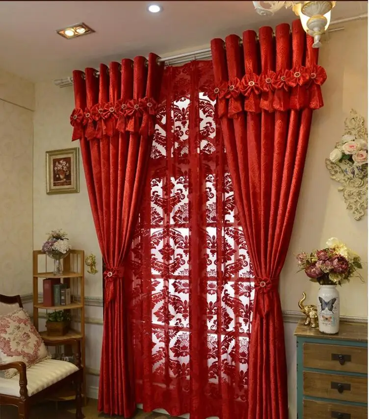 Brand New Custom Made Luxury Italian Wool Curtains Living Room Red