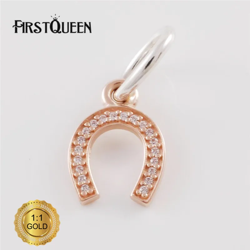 

FirstQueen Silver&14k Rose Gold Symbol of Luck Charm Fit Bracelets DIY Pendants Jewelry Making Fine Jewelry