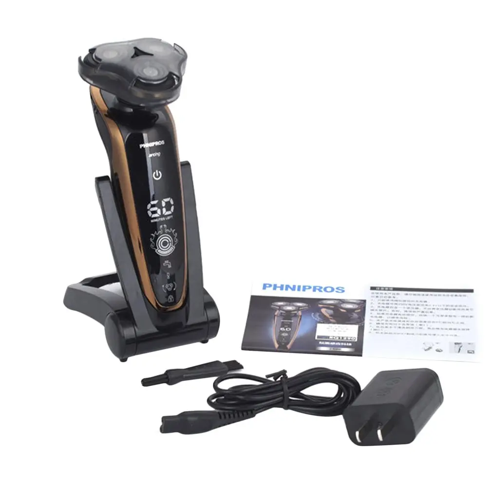 

Kemei Washable Rechargeable Rotary Men's Electric Shaver Razor with 6D Floating Heads 1 Hour Quick Charge Hair Removal 100-240V