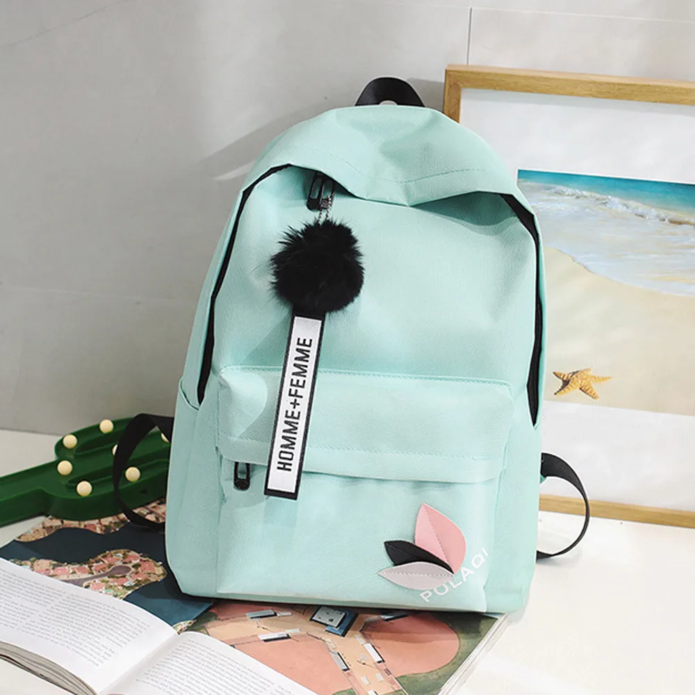 

backpack pure color pink green black High capacity Fashion Neutral Backpack Bag Shoulder Canvas School Girls Boy backpacks