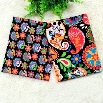 

2pcs 50x145cm Mickey and Minnie printed Cotton Sewing Patchwork Fabric For Tissue Kids Bedding textile,Diy Quilting Materials
