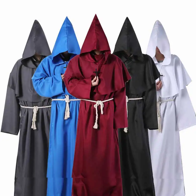 

Adult Halloween Costume Robes Cloak Cape Friar Medieval Renaissance Priest Wizard Party Cosplay Harris Potter Christmas Costume