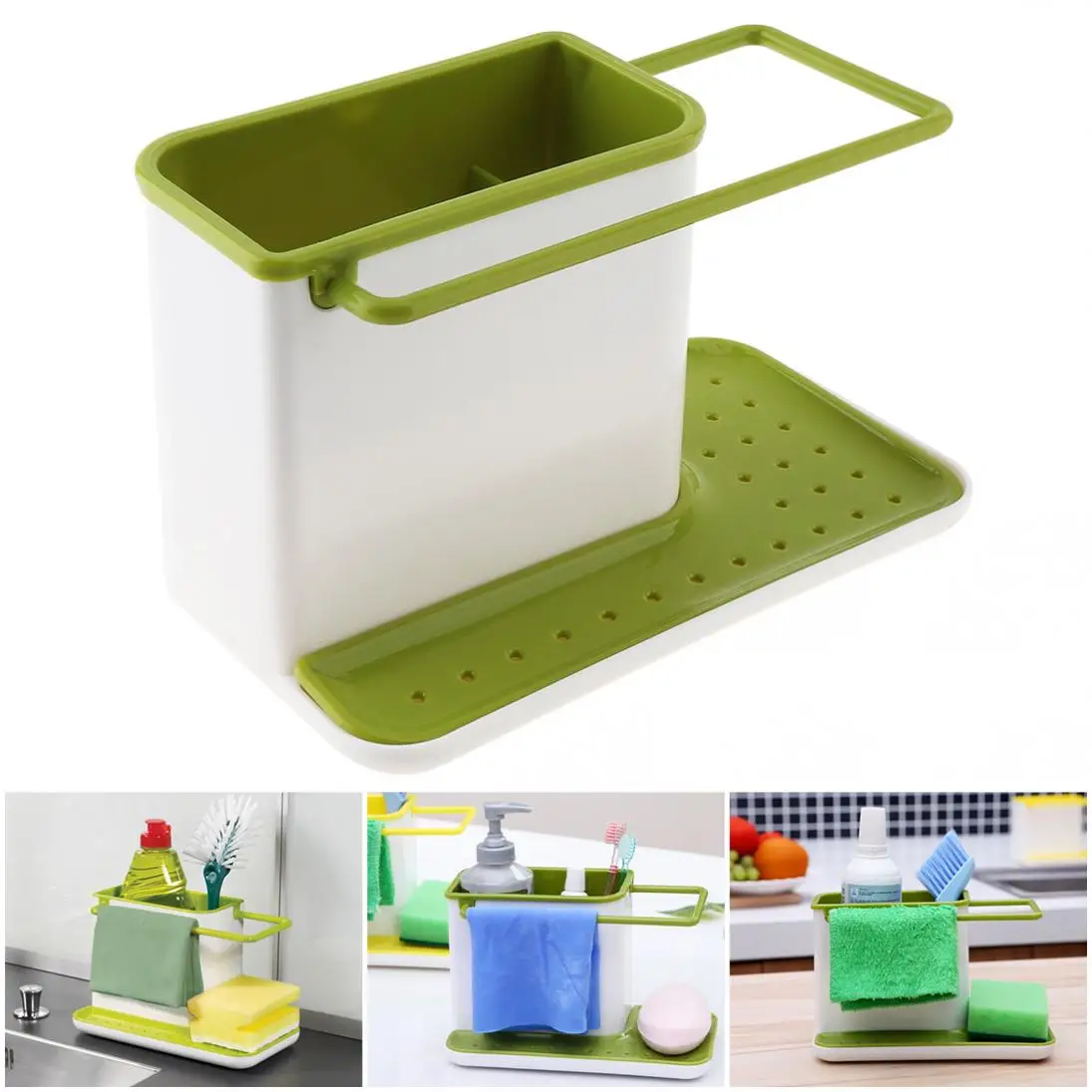 

Plastic Multifunction Green Leachate Storage Shelves with Drainage Board Design and Detachable for Kitchen Bathroom
