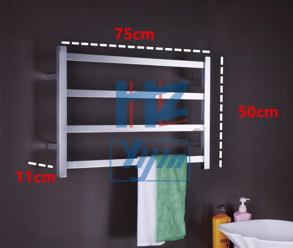 304 Электрический настенный подогреватель полотенец из нержавеющей стали, аксессуары для ванной комнаты, полотенцесушитель с подогревом