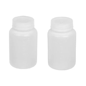 

Affordable 2 Pcs Laboratory Double Cap Leakproof Plastic Widemouth Bottle White 100mL