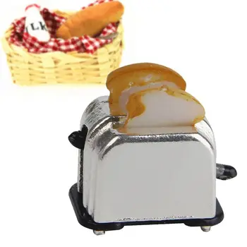 

1/12 Dollhouse Miniature Decoration Mini Bread Maker Machine with 2 Piece of Bread