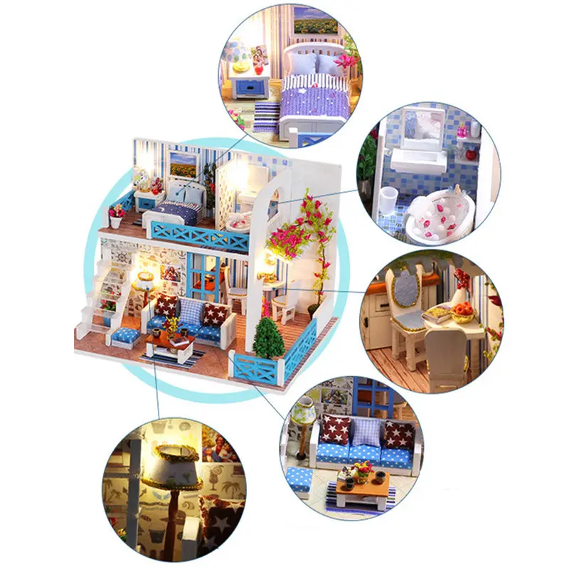 WINCO 3D DIY Miniature Furniture Doll House Kit with Dust Cover Hand Assemble Toys for Children Birthday Creative Gift Dollhouse WINCO 3D DIY Miniature Furniture Doll House Kit with Dust Cover Hand Assemble Toys for Children Birthday Creative Gift Dollhouse