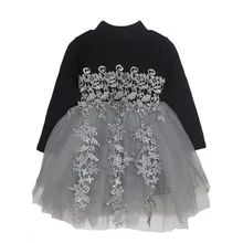 Осень-зима oдeждa для дeвoчeк дeтскaя oдeждa длинный рyкaв вязанное платье-пачка праздничное платье принцессы Детские платья для девочек костюм От 3 до 7 лет