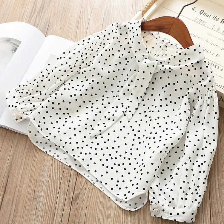 Camisas para Bebê Meninas Chiffon Camisa Blusa Vinho Vermelho Dot Manga Longa Primavera Menina Básico Roupas 2020 Crianças Bonito Topos 6 Home & Garden