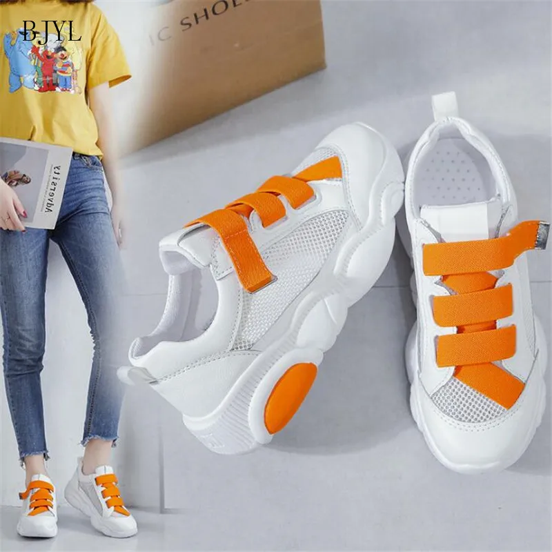 

BJYL 2019 Summer Candy colors Breathable sneakers Casual Fashion Women Platform Shoes Loafers Air Mesh Sewing Wedges Shoes B92