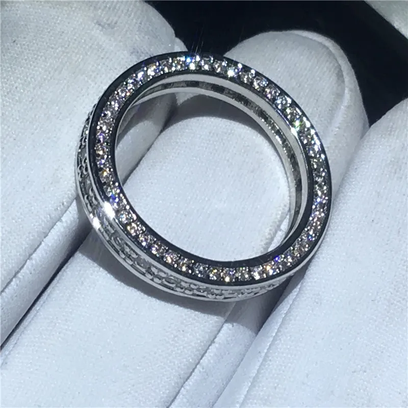 

Fashion Dainty Ring Pave set Cz Stone 925 Sterling Silver Party Wedding band Rings For Women Valentine's Day Gifts