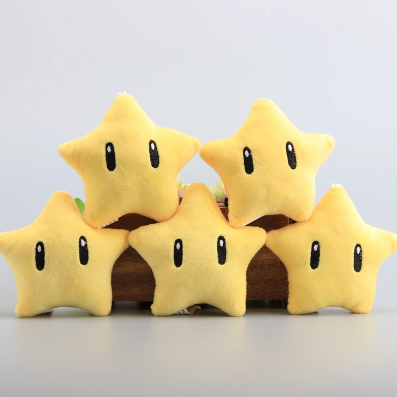 

5 Pieces/Lot Super Mario Star Mini Plush Dolls Small Pendant Cute Mini Star Stuffed Toys Kids Soft Toys 4" 10 CM