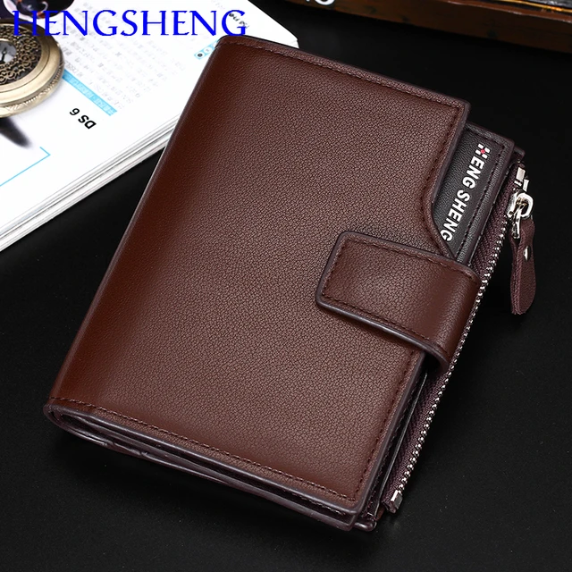 Free shipping hot sale fold men wallet with cheap leather man wallet by zipper hasp leather ...