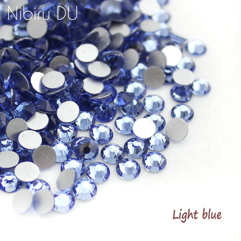 

Super Shiny SS3-SS34 Light blue Glitter Non Hotfix Opal Color 3D Nail Art Decorations Flatback Rhinestones Strass Stones