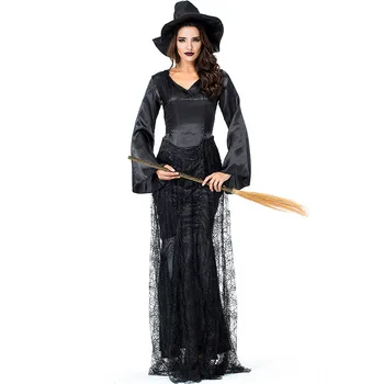 

New Halloween Vampire Witches Uniform Cosplay Experience Performance Women Costume Party Black Spider Web Dress L1881765