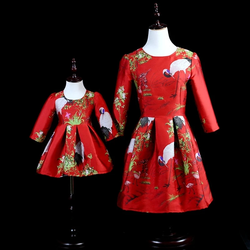 

Brand mother and baby clothing children clothes prints party family matching outfits mother girls dress mom and daughter dresses