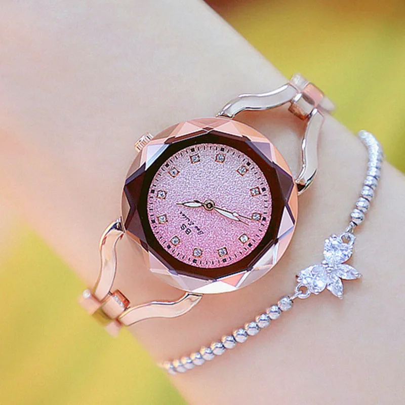 

Without Digital Rhinestone Scale Dial Mother-of-pearl Surface Spiral Crown Watch Chronograph 2019 High-end Linked Watch