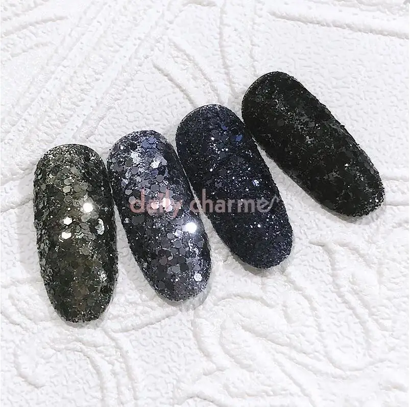 4colors 10g/jar Iron Black Glitter Nail Set Nail Art Gradient Glitter Powder Dust Ultra-fine Acrylic Glitter Powder For Crafts