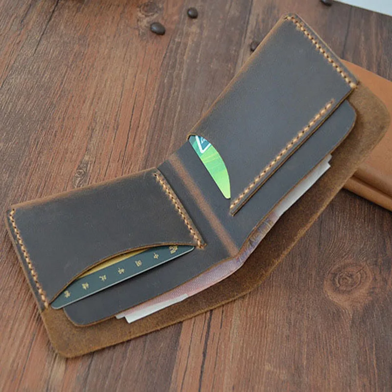Мужской кошелек из натуральной кожи дизайнерский винтажный короткий