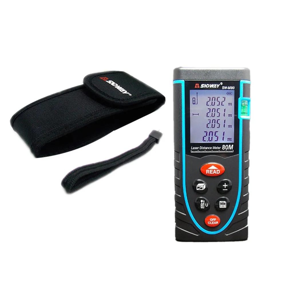 

SNDWAY laser distance meter 40M 60M 80M rangefinder laser tape range finder build measure device ruler test tool With Backlight