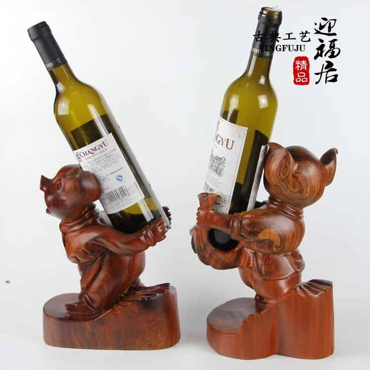 Pig red wood wine rack African rosewood crafts boutique Wenwan animal wooden Home Furnishing jewelry ornaments | Дом и сад