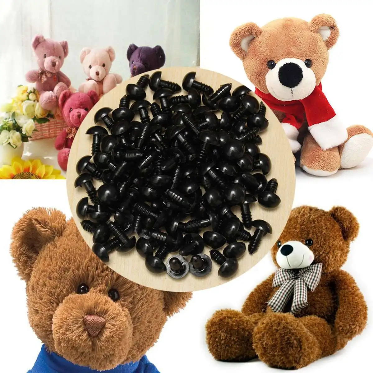 Глаза защитные черные пластиковые для кукол 12 мм 100 шт./50 пар|black plastic safety eyes|safety