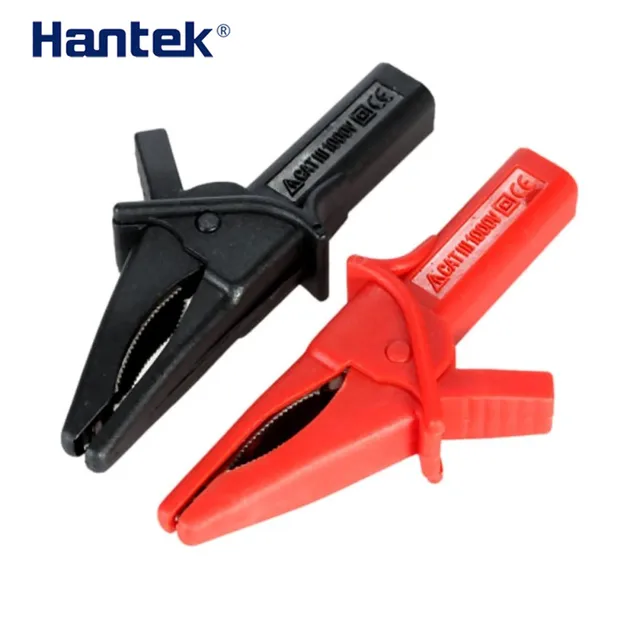 Best Price Hantek 2pcs HT18A Crocodile Clips Fitting of DSO3064 Large Dolphin Gator Clip for Oscilloscope Red+Black Oscilloscope Accessory